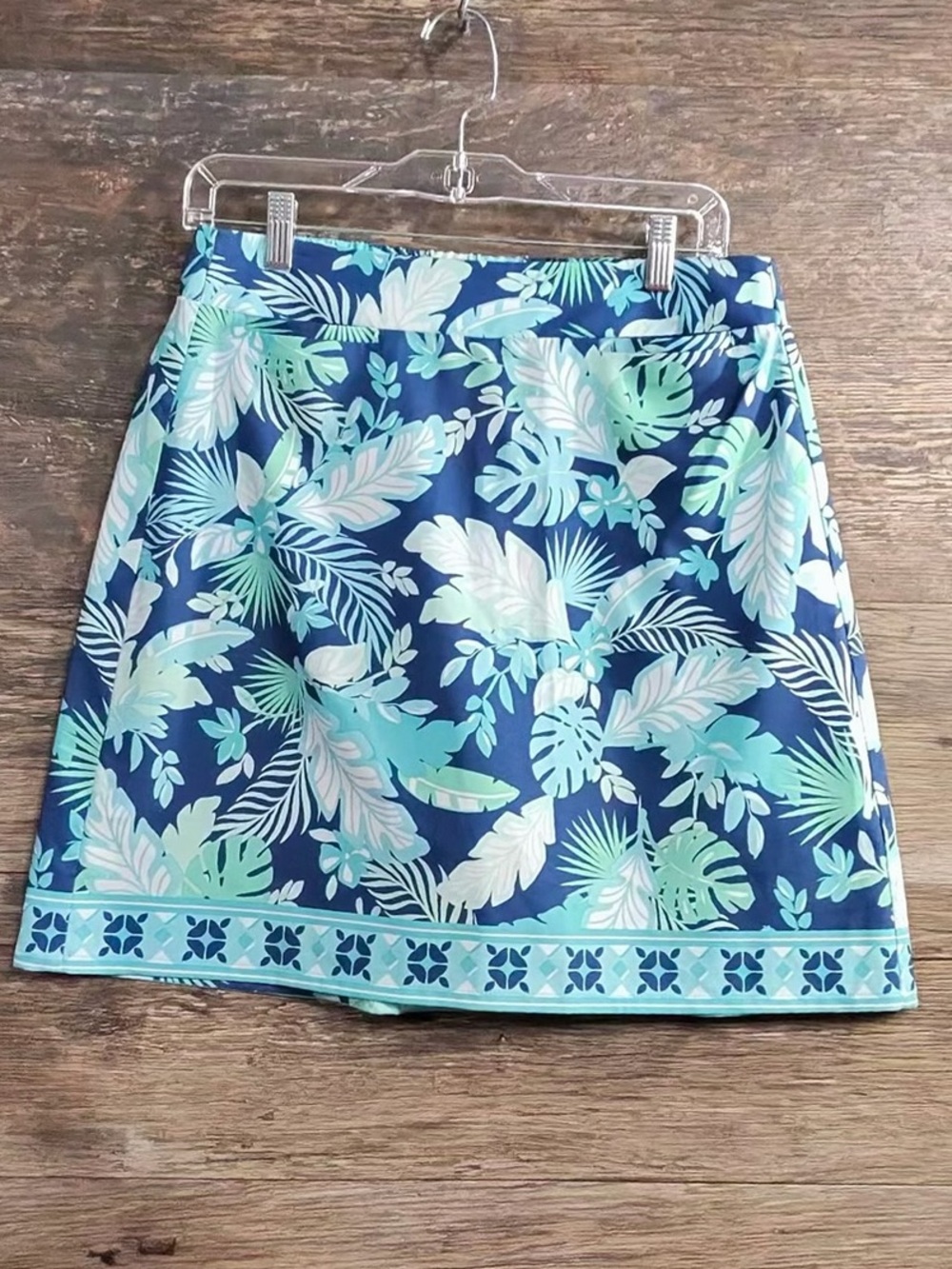 croft & barrow Navy Tropical Print A-Line Skirted Short